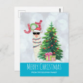 Cool Llama op Silver Bokeh en Icy Blue Kerstmis Briefkaart (Voorkant / Achterkant)