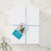Cool Llama op Silver Bokeh en Icy Blue Kerstmis Cadeaulabel (Met Touw)