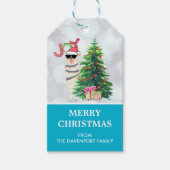 Cool Llama op Silver Bokeh en Icy Blue Kerstmis Cadeaulabel (Voorkant)