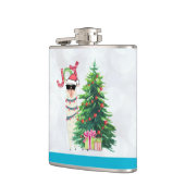 Cool Llama op Silver Bokeh en Icy Blue Kerstmis Heupfles (Links)