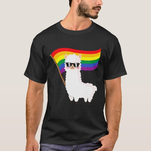 Cool Llama Rainbow Flag Lgbetqia Gay Pride Rainbow T-shirt (Voorkant)