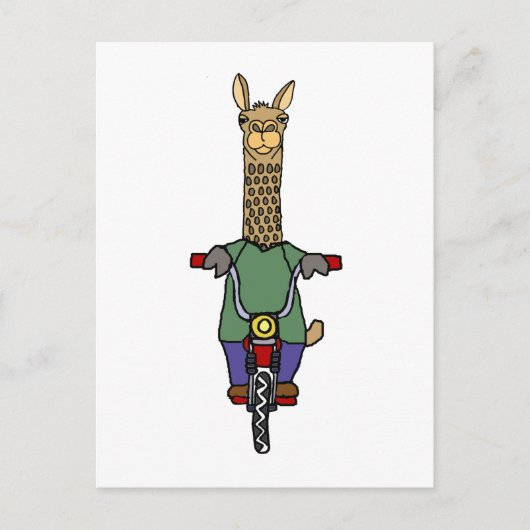 Cool Llama Riding Bicycle Cartoon Briefkaart (Voorkant)