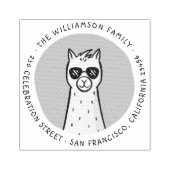 Cool Llama | Rond familienaam Return-adres Rubberstempel (Afrduk)