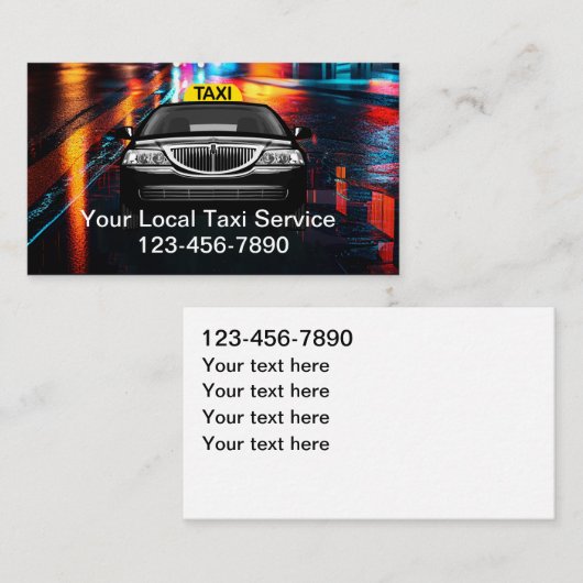 Cool Local Taxi Service Visitekaartjes (Voorkant / Achterkant)