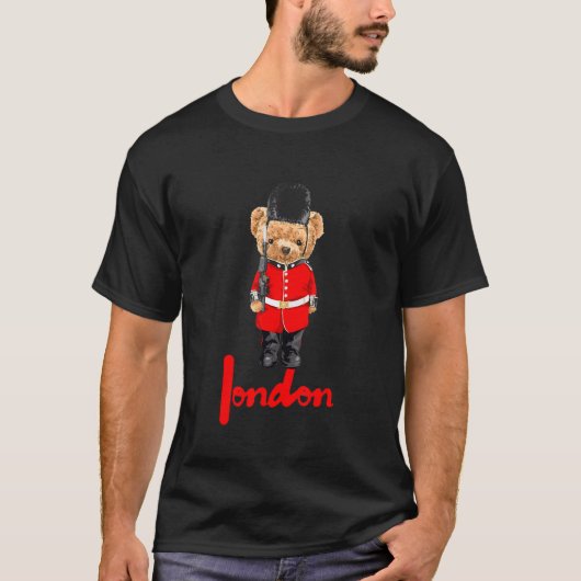 Cool London Teddy Bear Illustration   Graphic Desi T-shirt (Voorkant)