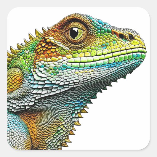 Cool Looking Lizard AI Art Vierkante Sticker (Voorkant)
