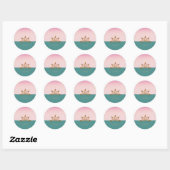 Cool Lotus Pink Green Ronde Sticker (Vel)