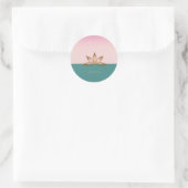 Cool Lotus Roze Groen Ronde Sticker (Tas)