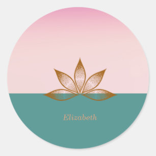 Cool Lotus Roze Groen Ronde Sticker