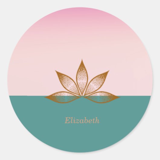 Cool Lotus Roze Groen Ronde Sticker (Voorkant)