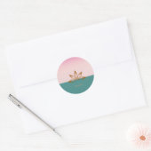 Cool Lotus Roze Groen Ronde Sticker (Envelop)