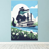 Cool Louisiana paddle steamer Canvas Afdruk (Insitu (Houten vloer))