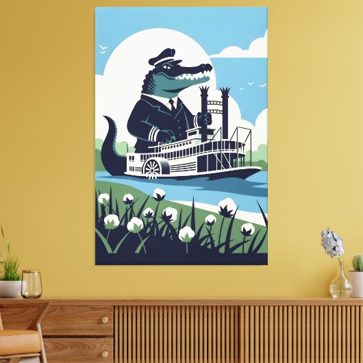 Cool Louisiana paddle steamer Canvas Afdruk (Insitu (Woonkamer))