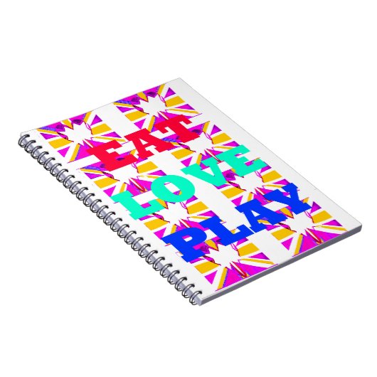 Cool Love Eat Play Heart kleuren Notitieboek (Rechterzijde)