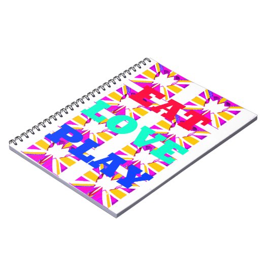 Cool Love Eat Play Heart kleuren Notitieboek (Linkerzijde)