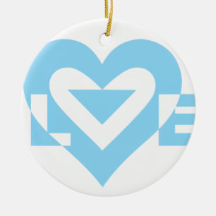 Cool Love Grafisch, Blauw Keramisch Ornament