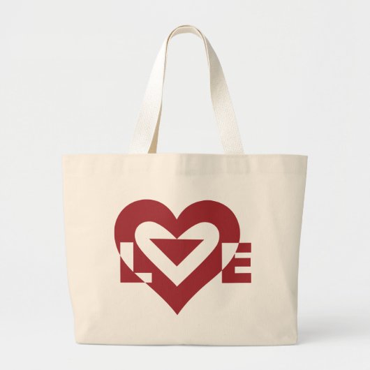 Cool Love Grafisch, Burgundy Grote Tote Bag (Voorkant)