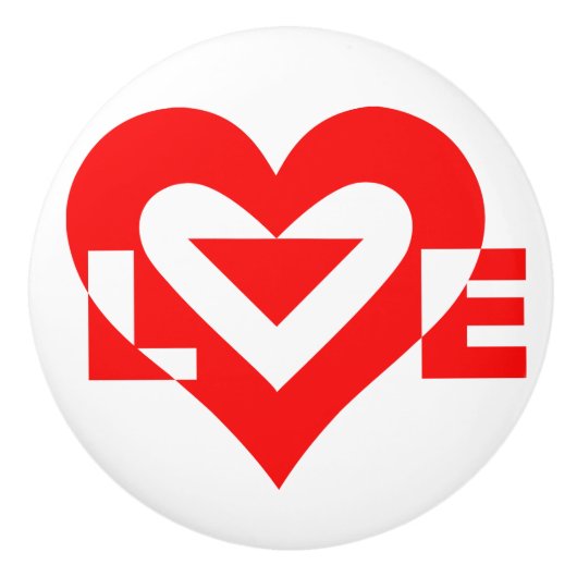 Cool Love Grafisch, Rood Keramische Knop (Voorkant)