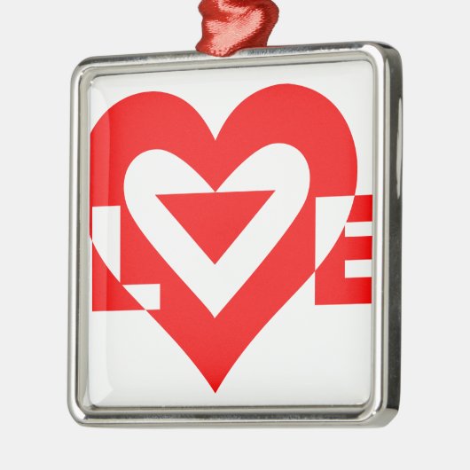 Cool Love Grafisch, Rood Metalen Ornament (Links)