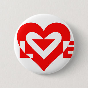 Cool Love Grafisch, Rood Ronde Button 5,7 Cm