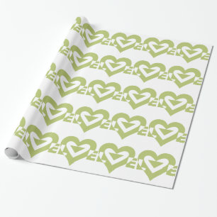 Cool Love Grafisch, Salie Groen Cadeaupapier