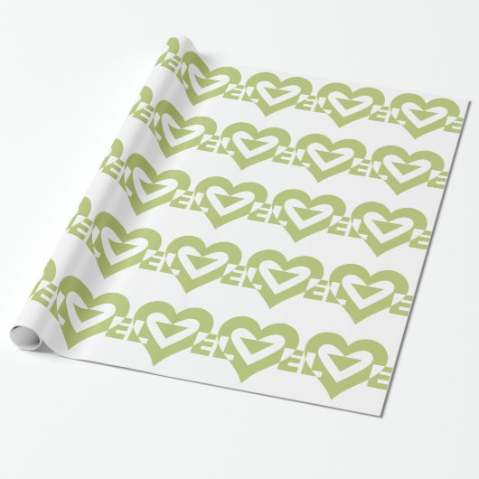 Cool Love Grafisch, Salie Groen Cadeaupapier (Uitgerold)