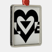 Cool Love Graphic, Black Metalen Ornament (Rechts)