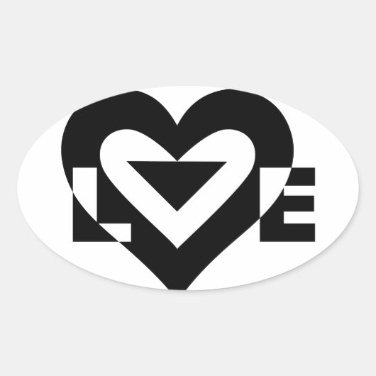 Cool Love Graphic, Black Ovale Sticker (Voorkant)