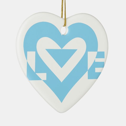 Cool Love Graphic, Blue Keramisch Ornament (Rechts)