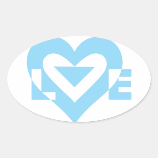 Cool Love Graphic, Blue Ovale Sticker (Voorkant)