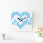 Cool Love Graphic, Blue Vierkante Klok (Huis)