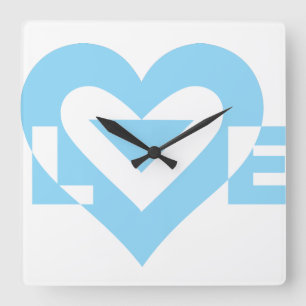 Cool Love Graphic, Blue Vierkante Klok