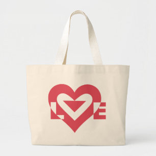 Cool Love Graphic, Cherry Pink Grote Tote Bag