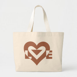 Cool Love Graphic, Mocha Brown Grote Tote Bag