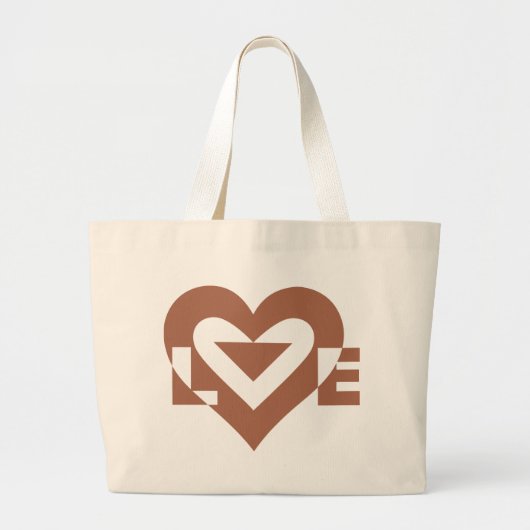 Cool Love Graphic, Mocha Brown Grote Tote Bag (Voorkant)
