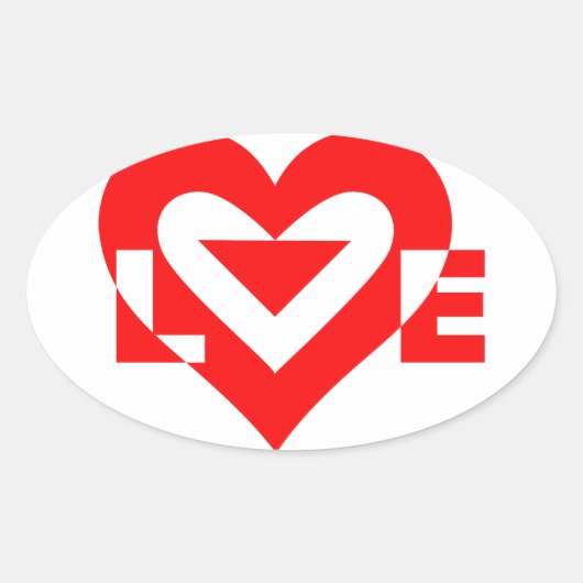 Cool Love Graphic, Red Ovale Sticker (Voorkant)