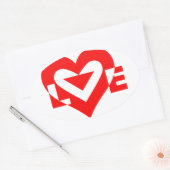 Cool Love Graphic, Red Ovale Sticker (Envelop)