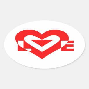 Cool Love Graphic, Red Ovale Sticker