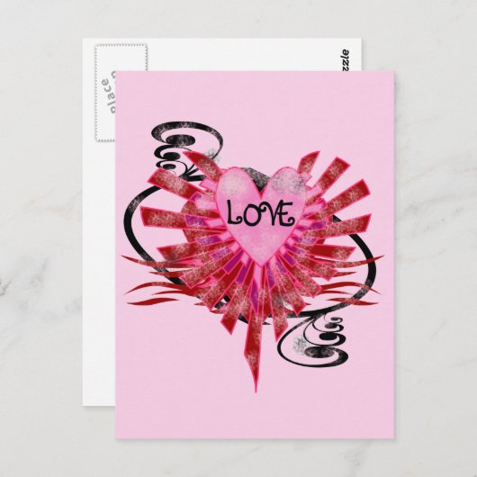 Cool Love Heart Briefkaarten (Voorkant / Achterkant)