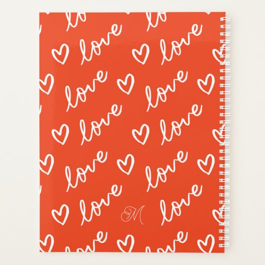 Cool Love Hearts in rood met Monogram Planner (Achterkant)