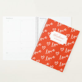 Cool Love Hearts in rood met Monogram Planner