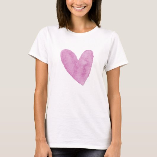 Cool Love Minimalist Waterverf Roze Hart Trendy T-shirt (Voorkant)