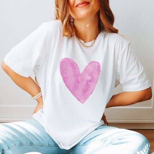 Cool Love Minimalist Waterverf Roze Hart Trendy T-shirt