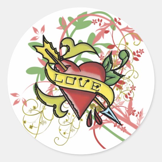 Cool Love Tattoo Ronde Sticker (Voorkant)