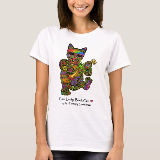 Cool Lucky Black Cat Woman's T-Shirt (Voorkant)