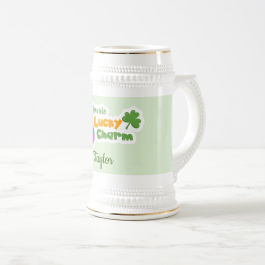 Cool Lucky Hoefijzer en klaver Bierpul (Voorkant rechts)