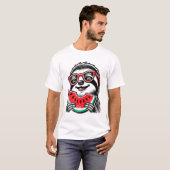 Cool luiaard eet watermeloen t-shirt (Voorkant volledig)
