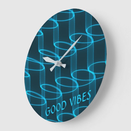 Cool Luminous Blue Wave Pattern Custom Text Grote Klok (Hoek)