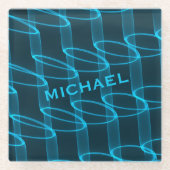 Cool Luminous Blue Wave Pattern, speciaal geperson Glazen Onderzetter (Voorkant)