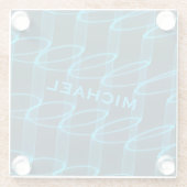 Cool Luminous Blue Wave Pattern, speciaal geperson Glazen Onderzetter (Achterkant)